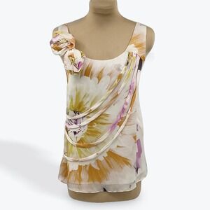 Anthropologie Leifsdottir Floral Tank Top Women's Size 4 Flower Accent Party